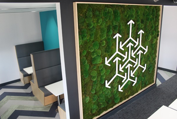Two stunning moss walls bring a biophilic twist to contemporary offices in Leeds
