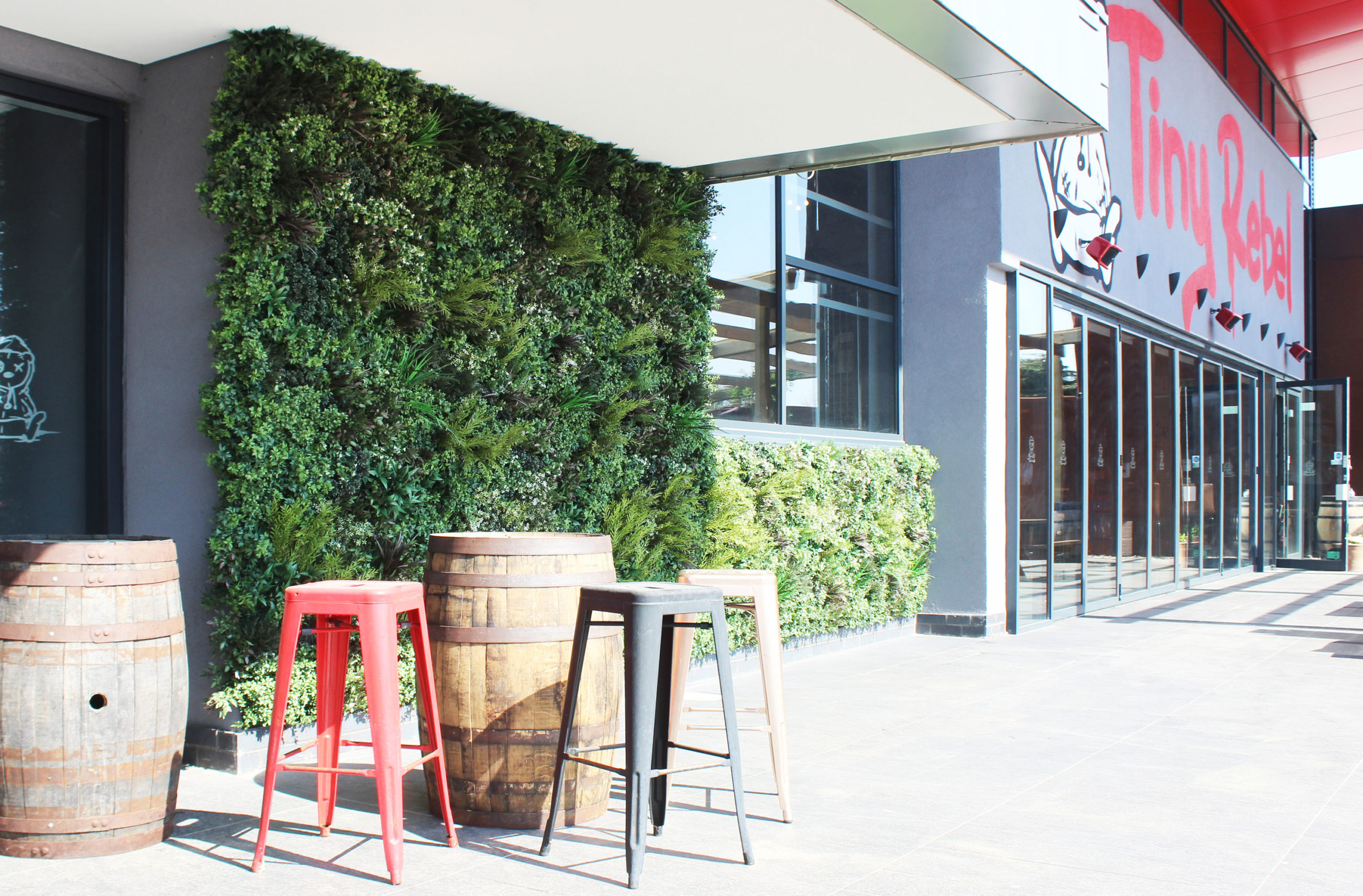 Artificial mixed planting for a trendy Newport brewery bar