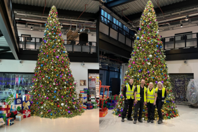 The 23ft Rainbow Tree that lit up Manchester University for Christmas